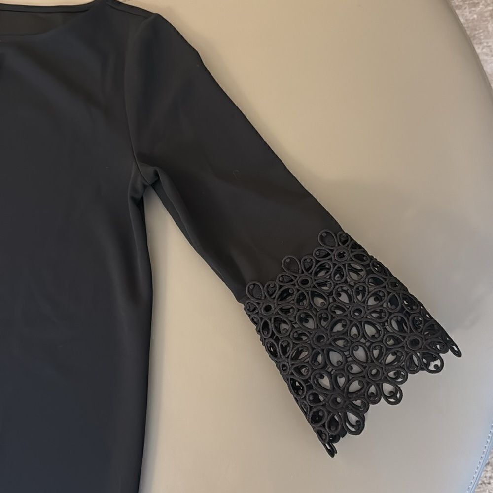 NWT Ann Taylor Lace Bell Cuff Black 3/4 Sleeve Top. Size Smalll. - Picture 5 of 9